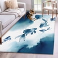 thumbnail image 1 of Navy Blue Fish Area Rugs 2.7'x5', Washable Small Throw Rugs for Kitchen Bedroom, Nautical Coastal Summer Ocean Modern Art Indoor Outdoor Rug Non-Slip Low Pile Carpet Runner Reversible Floor Mats, 1 of 8
