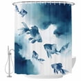 thumbnail image 1 of Navy Blue Fish Shower Curtain, Waterproof Shower Curtains for Bathroom, Nautical Coastal Summer Ocean Modern Art Washable Fabric Bathtub Curtain Set Bath Decor with 12 Hooks Long 72"x84", 1 of 8