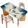 thumbnail image 1 of Navy Blue Fish Table Cloths for 4 Foot Rectangle Tables, Nautical Coastal Summer Ocean Modern Rustic Patio Waterproof Elastic Fitted Tablecloths, Washable Rectangular Table Cover for Camping, 1 of 8