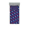 thumbnail image 1 of Navy Blue Fitted Sheet & Pillow Sham Set, American Flag Inspired Patriotic Design with the Stars Image, Decorative Printed 4 Piece Bedding Decor Set, Twinxl, Dark Blue White, by Ambesonne, 1 of 3