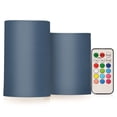 thumbnail image 1 of Navy Blue Flickering Flameless Candles Battery Operated with Remote Timer LED Pillar Candles Set of 2, 1 of 7