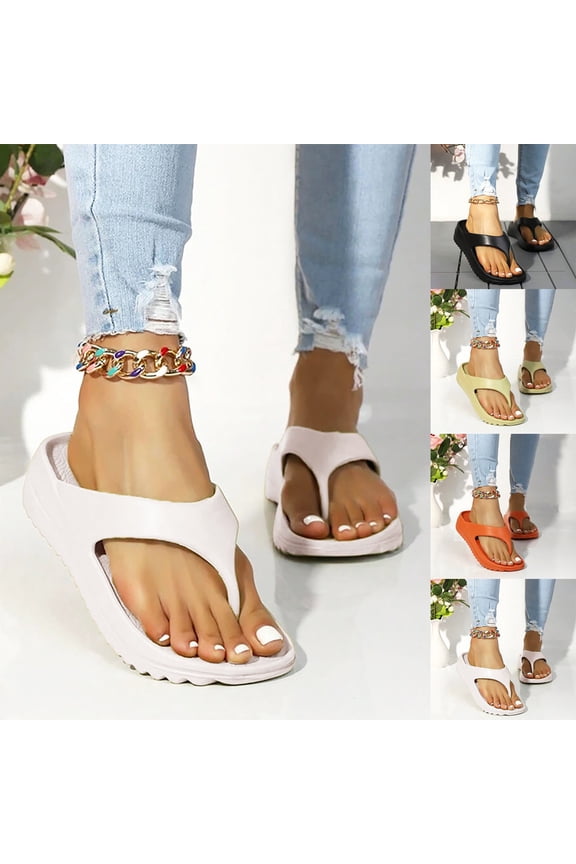 Navy Blue Flip Flops for Women , Flip-Flop Sandals for Women Lazy Shoes Women's Orthotic Flip Flops With Arch Support Soft Thong Pillow Sandals