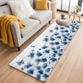 thumbnail image 1 of Navy Blue Floral 2'x6' Runner Rugs for Hallway Kitchen Bedside Non Slip Washable, Spring Flowers Butterflies Wooden Entryway Rug Runners with Rubber Backing, Long Carpet Runner for Laundry Room, 1 of 8