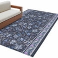 thumbnail image 1 of Navy Blue Floral Area Rugs Collection 4'x6', Ethnic Tribe Abstract Art Flowers Non Slip Indoor Rectangle Throw Runner Rug Floor Mat Carpet for Living Room Dining Table Bedroom Nursery, 1 of 9