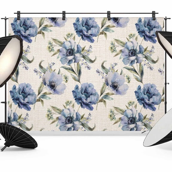 Navy Blue Floral Backdrop for Photoshoot,Photography Photo Studio Background Wall Backdrop,Vintage Flowers Elegant Pastoral Rustic Back Drop Banner Panel for Portraits Wedding Live Streaming 7x5Ft