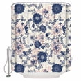 thumbnail image 1 of Navy Blue Floral Bathroom Shower Curtains with 12 Hooks Polyester Waterproof Shower Curtain for Stalls and Bathtubs Vintage Watercolor Botanical Flower Leaf Decorative Bathroom Curtain 36x72 Inches, 1 of 9