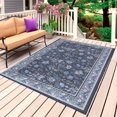 thumbnail image 1 of Navy Blue Floral Boho Outdoor Rug 3x5 Ft, Non Slip Washable Area Rug, Ethnic Tribe Abstract Art Flower Patio Rugs Carpet Runner, Large Floor Mat for Indoor/Outdoor Deck Porch Camping, 1 of 8