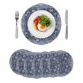 thumbnail image 1 of Navy Blue Floral Boho Round 13 Inch Placemats Set of 6, Ethnic Tribe Abstract Art Flower HeatResistant Non Slip Place Mats for Dining Table, Wipeable Braided Kitchen Table Mats for Housewarming, 1 of 9