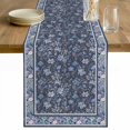 thumbnail image 1 of Navy Blue Floral Boho Table Runner - 108 Inch Long Ethnic Tribe Abstract Art Flower Cotton and Linen Blended Dress Scarves Farmhouse Table Runner for Kitchen Dining, Coffee Table, 13" x 108", 1 of 8