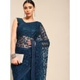thumbnail image 1 of Navy Blue Floral Embroidered Net Saree - 20900862, 1 of 8