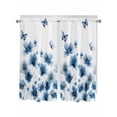 thumbnail image 1 of Navy Blue Floral Living Room Curtains 2 Panel, Spring Flowers Butterflies Watercolor Cafe Window Treatment, Extra Long Farmhouse Bedroom Bathroom Kitchen Curtains Drapes 104"x72", 1 of 6