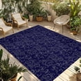 thumbnail image 1 of Navy Blue Floral Outdoor Rug 3x5 Ft - Reversible Patio Rug Outdoor Camping Rugs, Vintage Farmhouse Abstract Flowers Washable Indoor Outdoor Area Rugs, Non-Slip Outdoor Carpet Runner for Deck/Porch, 1 of 8