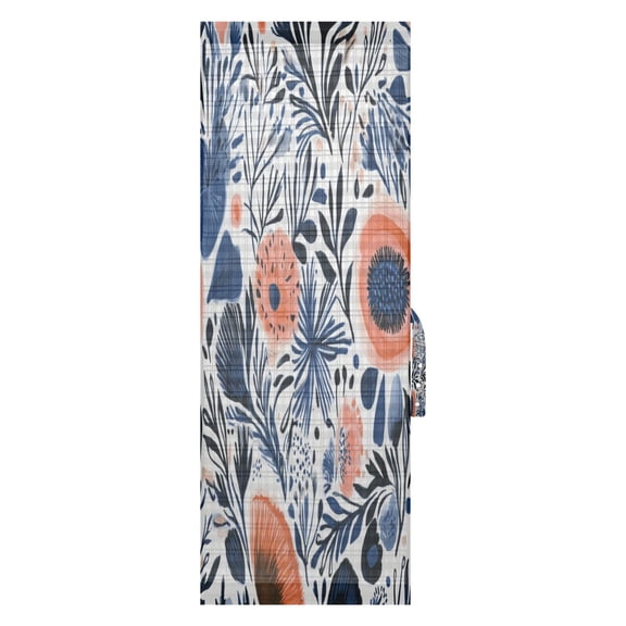 Navy Blue Floral Pattern Door Side Curtain 54x40in Privacy Shade UV Protection Rod Pockets