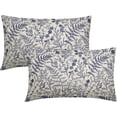 thumbnail image 1 of Navy Blue Floral Pillow Covers 12x20 Set of 2 Botanical Print Vintage Spring Flower Plant Cream Rectangle Decorative Lumbar Throw Pillow Cases Outdoor Farmhouse Decor for Sofa Couch Bed, 1 of 5