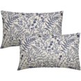 thumbnail image 1 of Navy Blue Floral Pillow Covers 12x20 Set of 2 Botanical Print Vintage Spring Flower Plant Cream Rectangle Decorative Lumbar Throw Pillow Cases Outdoor Farmhouse Decor for Sofa Couch Bed, 1 of 7