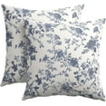 thumbnail image 1 of Navy Blue Floral Pillow Covers 20x20 Inch Set of 2 Blue and Cream Chinoiserie Flower Outdoor Decorative Throw Pillows Vintage Rustic Toile Pillowcases Cushion Covers for Couch Home Decor, 1 of 6