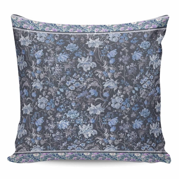 Navy Blue Floral Pillow Covers 26x26 Inch Decorative Throw Pillow Cover, Ethnic Tribe Abstract Art Flowers Sofa Pillowcases Accent Cushion Case Home Decor Bedroom Living Room