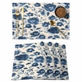 thumbnail image 1 of Navy Blue Floral Placemats Set of 4 Spring Retro Botanical Flowers Place Mats Indoor Wipeable Table Mats Washable Cloth Dining Table Placemats for Kitchen Holiday Party Home Decor 13x19 Inch, 1 of 9