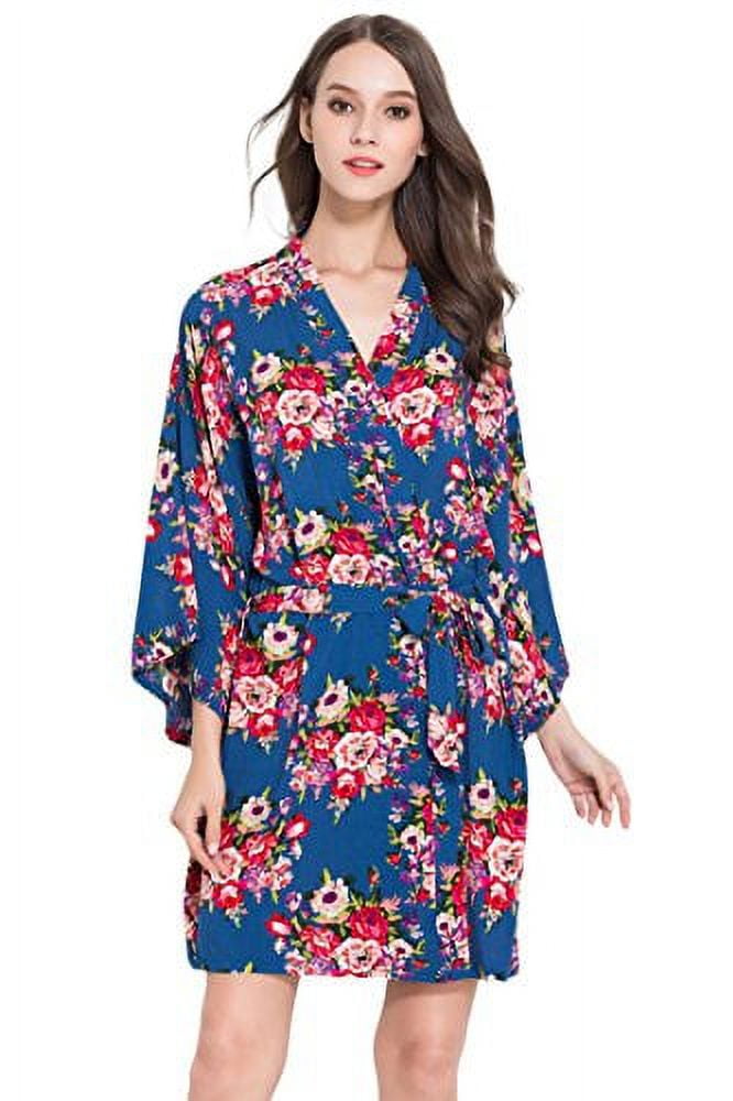 Navy Blue Floral Robe, Soft Cotton, One Size Fits 0-14 by Modern ...