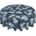 thumbnail image 1 of Navy Blue Floral Round Tablecloth 70 Inch Blue Green Hydrangea Flower Table Cloth Spring Summer Holiday Table Covers Polyester Indoor Outdoor Farmhouse Tablecloths for Kitchen Dining Party, 1 of 6