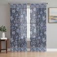 thumbnail image 1 of Navy Blue Floral Sheer Curtains 72 Inches Long 2 Panels Set, Window Sheer Curtains for Living Room/Bedroom, Ethnic Tribe Abstract Art Flowers Light Filtering Rod Pocket Curtain 52''x72''x2, 1 of 8