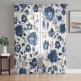 thumbnail image 1 of Navy Blue Floral Sheer Curtains 84 Inch Length 2 Panels Set, Spring Retro Botanical Flowers Voile Window Treatment Rod Pocket Curtains Sheers Drapes for Bedroom/Living Room/Kitchen 52"x84"x2, 1 of 7