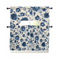 thumbnail image 1 of Navy Blue Floral Swag Curtains for Living Room/Bedroom Windows, Spring Retro Botanical Flowers Kitchen Curtains and Valances Set 36 Inch Length, Light Filtering Swags Valance Curtain Panels, 1 of 5