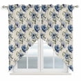 thumbnail image 1 of Navy Blue Floral Swag Valances for Windows 2 Pack, Kitchen Window Curtains 36 Inch Length, Vintage Flowers Elegant Pastoral Rustic Privacy Swag Curtains for Living Room/Bathroom 36"x36", 1 of 8