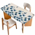 thumbnail image 1 of Navy Blue Floral Table Cloths for 5 Foot Rectangle Tables, Spring Flowers Rustic Butterfly Patio Waterproof Elastic Fitted Tablecloths, Washable Rectangular Table Cover for Camping, 1 of 8