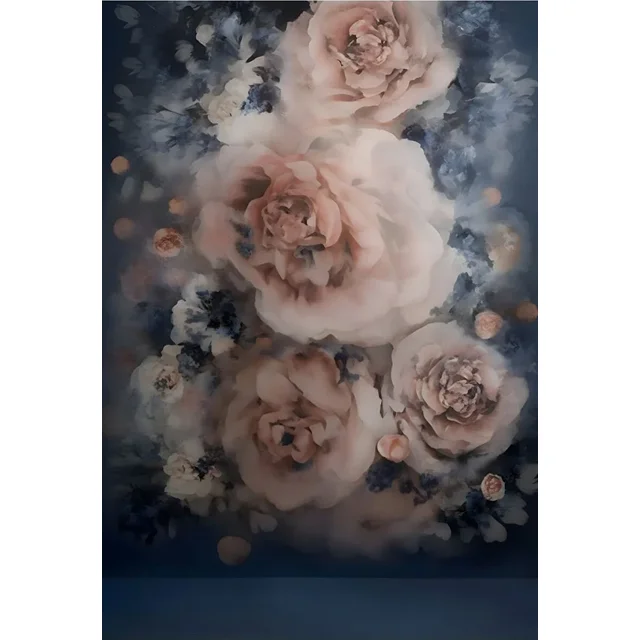 Navy Blue Floral Texture Adult Birthday Wedding Maternity Portrait r