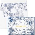 Navy Blue Floral Thank You Cards with Envelopes, 50 Pack Gold Foil ...