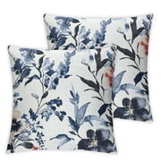 Navy Blue Floral Throw Pillow Covers Pillow Cover with Zipper Throw Pillow Cases Double Sided Plush Pillow Covers Decorative Throw Pillows Covers for Couch Living Room Bedroom