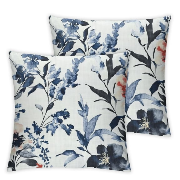 Navy Blue Floral Throw Pillow Covers Pillow Cover with Zipper Throw Pillow Cases Double Sided Plush Pillow Covers Decorative Throw Pillows Covers for Couch Living Room Bedroom