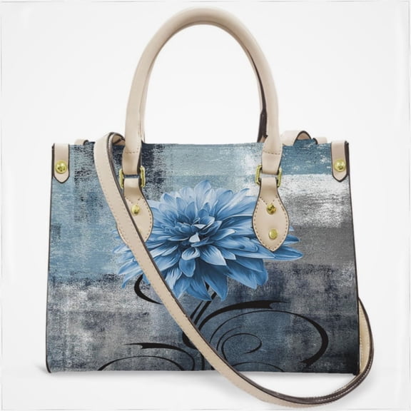 Navy Blue Flower Cross Body Bags For Women Small Leather Female Handbags Fashion Top-Handle Totes