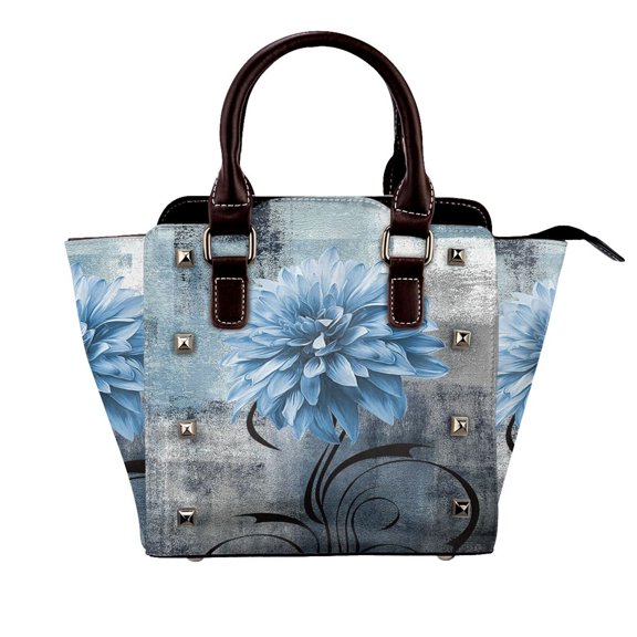 Navy Blue Flower Rivet Fashion One-Shoulder Women's Handbag Tote Bag