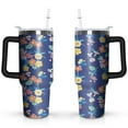 thumbnail image 1 of Navy Blue - Flowers 40oz Stainless Steel Vacuum Insulated Tumbler with Lid and Straw for Water Iced Tea Coffee Smoothie and More, 1 of 7