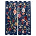 thumbnail image 1 of Navy Blue Flowers Blackout Curtains for Bedroom/Living Room, Thermal Insulated Kitchen Curtains, Spring Vintage Floral Leaves Farmhouse Grommet Darkening Window Treatment Drapes 52"x63"x2, 1 of 8
