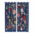 thumbnail image 1 of Navy Blue Flowers Kitchen Curtains 96 Inch Length, Spring Vintage Floral Leaves Farmhouse Grommet Top Bedroom Living Room Curtains, Light Filtering Cafe Curtain Drapes 2 Panels Set 104''x96'', 1 of 9