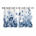 thumbnail image 1 of Navy Blue Flowers Kitchen Curtains Short 45 Inch Length, Summer Pastoral Botanical Grommet Top Bedroom Living Room Curtains, Light Filtering Cafe Curtain Drapes 2 Panels Set 84''x45'', 1 of 9