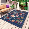 thumbnail image 1 of Navy Blue Flowers Outdoor Rug 3x5 Ft, Non Slip Washable Area Rug, Spring Vintage Floral Leaves Farmhouse Patio Rugs Carpet Runner, Large Floor Mat for Indoor/Outdoor Deck Porch Camping, 1 of 8