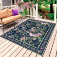 thumbnail image 1 of Navy Blue Flowers Outdoor Rug 6x9 Ft, Non Slip Washable Area Rug, Spring Floral Elegant Pastoral Botanical Patio Rugs Carpet Runner, Large Floor Mat for Indoor/Outdoor Deck Porch Camping, 1 of 8