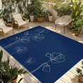 thumbnail image 1 of Navy Blue Flowers Outdoor Rug for Patio/Deck/Porch, Non-Slip Large Area Rug 5 x 8 Ft, Rustic Abstract Floral Simple Art Indoor Outdoor Rugs Washable Area Rugs, Reversible Camping Rug Carpet Runner, 1 of 8