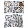 thumbnail image 1 of Navy Blue Flowers Placemats Set of 4, Retro Ethnic Floral Pastoral Art Placemats for Dining Table, Place Mats for Kitchen Tabletop, Waterproof Wipeable Dining Table Mats Set, 1 of 9