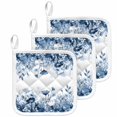 thumbnail image 1 of Navy Blue Flowers Pot Holders for Kitchen Heatproof Potholder, 3 Pack Summer Pastoral Botanical Hot Pads Multipurpose Oven Pads Cloth Potholders Trivet for Cooking Baking, 1 of 8