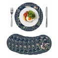 thumbnail image 1 of Navy Blue Flowers Round 13 Inch Placemats Set of 8, Spring Floral Elegant Pastoral Botanical HeatResistant Non Slip Place Mats for Dining Table, Wipeable Braided Kitchen Table Mats for Housewarming, 1 of 9