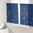 thumbnail image 1 of Navy Blue Flowers Sheer Curtains 54 Inch Length 2 Panels Set, Rustic Abstract Floral Simple Art Voile Window Treatment Rod Pocket Short Kitchen Curtains Drapes for Bedroom 52"x54"x2, 1 of 7
