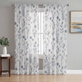 thumbnail image 1 of Navy Blue Flowers Sheer Curtains 72 Inch Length 2 Panels Set, Spring Summer Farmhouse Botanical Voile Window Treatment Rod Pocket Curtains Sheers Drapes for Bedroom/Living Room/Kitchen 52"x72"x2, 1 of 7