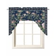 thumbnail image 1 of Navy Blue Flowers Swag Valances for Windows, Small Curtains Drapes, Spring Floral Elegant Pastoral Botanical Kitchen Window Curtains Over Sink Window Treatment Valance for Bedroom/Bathroom 56"x36", 1 of 5