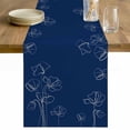 thumbnail image 1 of Navy Blue Flowers Table Runner - 120 Inch Long Rustic Abstract Floral Simple Art Cotton and Linen Blended Dress Scarves Farmhouse Table Runner for Kitchen Dining, Coffee Table, 13" x 120", 1 of 8