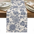 thumbnail image 1 of Navy Blue Flowers Table Runner - 48 Inch Long, Kitchen Dining Table Runner Dresser Scarves, Retro Ethnic Floral Pastoral Art Farmhouse Decor for Coffee Tables Wedding Party Banquet, 1 of 8